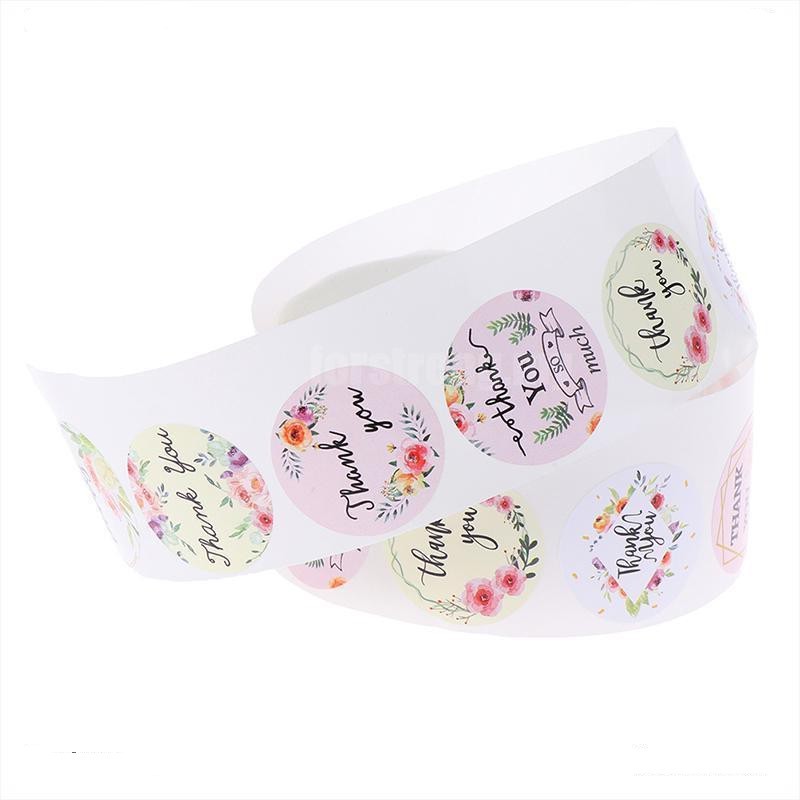 Cuộn 500 sticker chữ Thank You, thiết kế đẹp, đa dạng mẫu (kích thước 2,5cm)