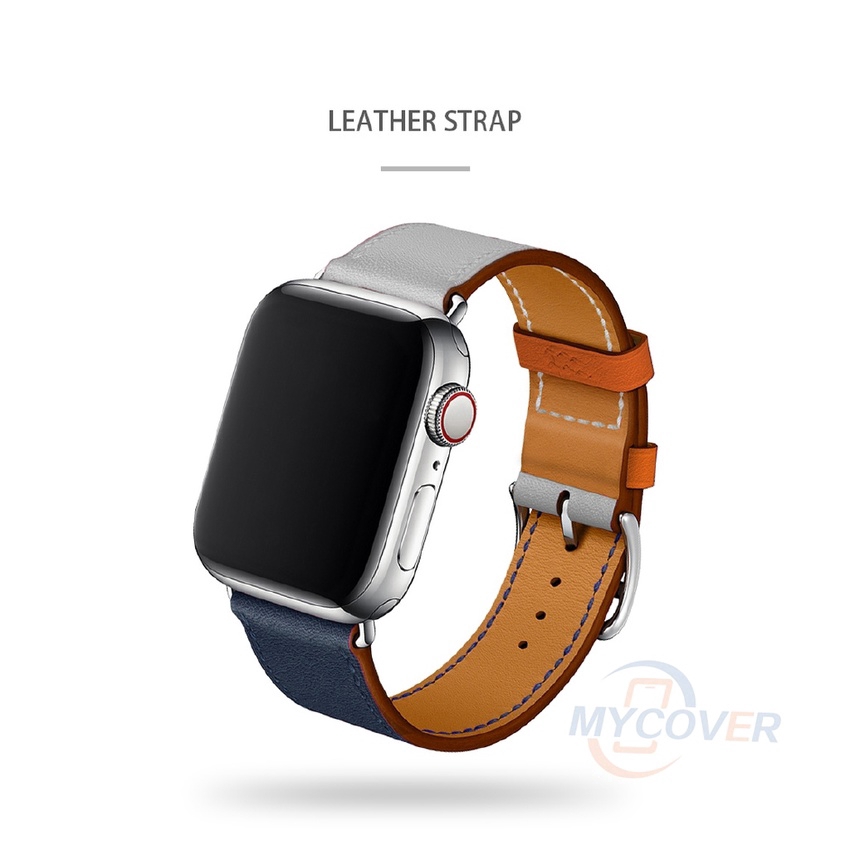 Dây Đeo Bằng Da Cho Đồng Hồ Thông Minh Apple Watch Series 7 6 SE 5 4 3 2 1 iWatch 45mm 44mm 41mm 42mm 40mm 38mm