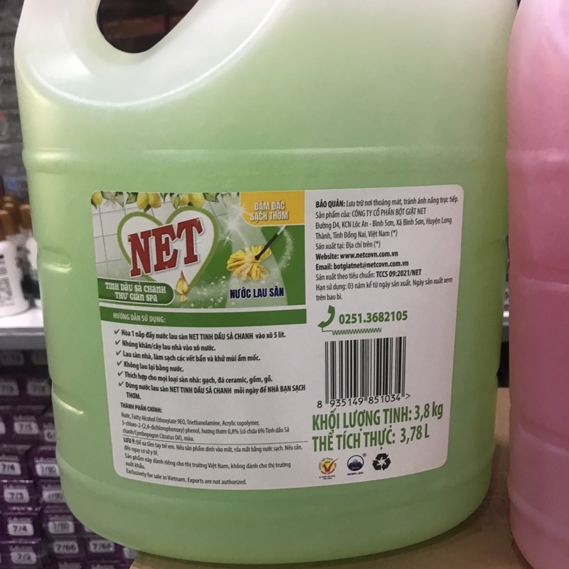 Nước Lau Sàn NET Đậm Đặc Sạch Thơm 3,8kg