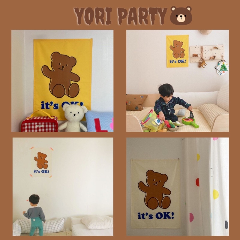 Phông Vải Gấu Trang Trí Sinh Nhật Trang Trí Nhà Cửa - Yori Party