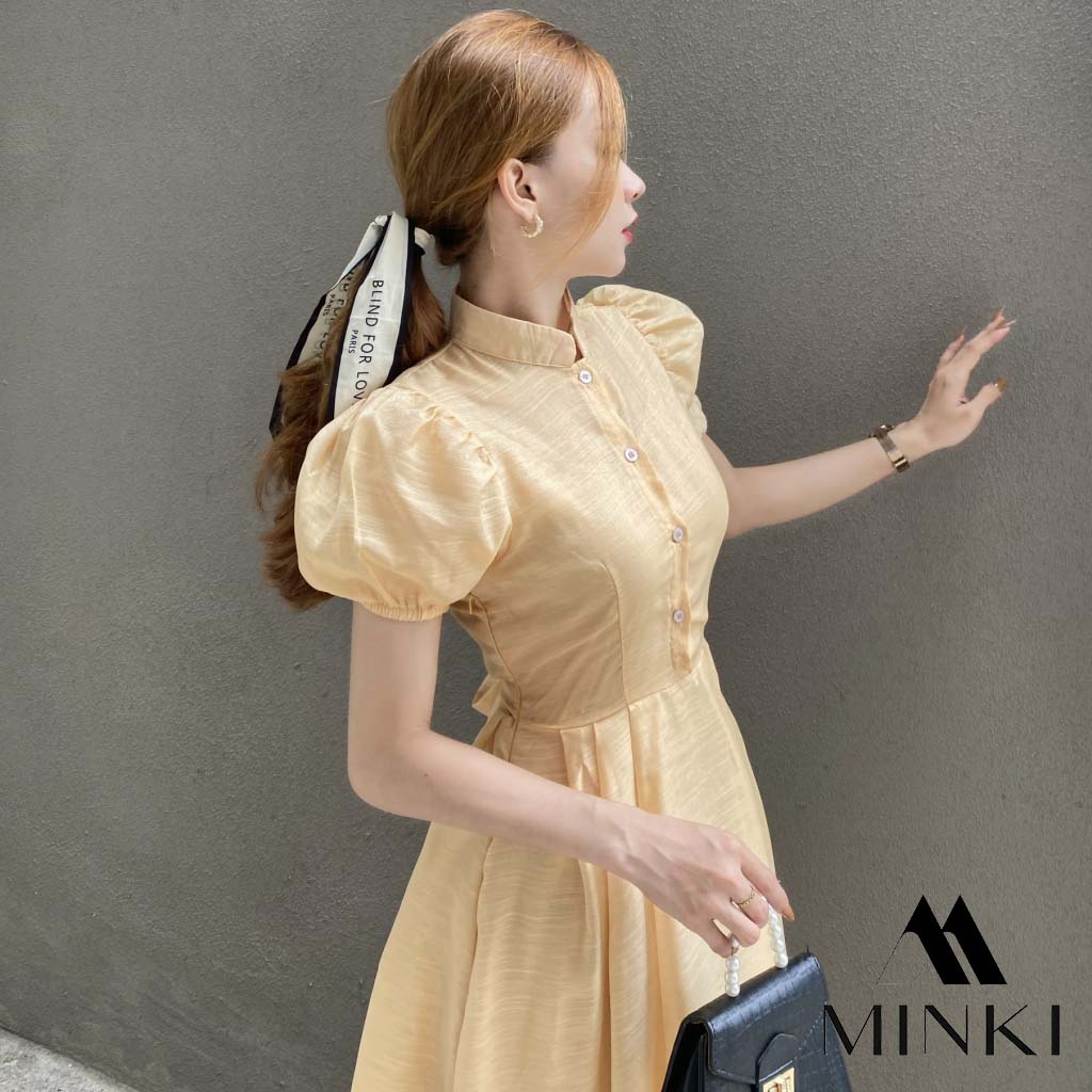 🌸 ĐẦM NUDE CỔ TRỤ TAY BÚP - CHẤT LIỆU CAO CẤP - MÀU NUDE TIỂU THƯ | BigBuy360 - bigbuy360.vn