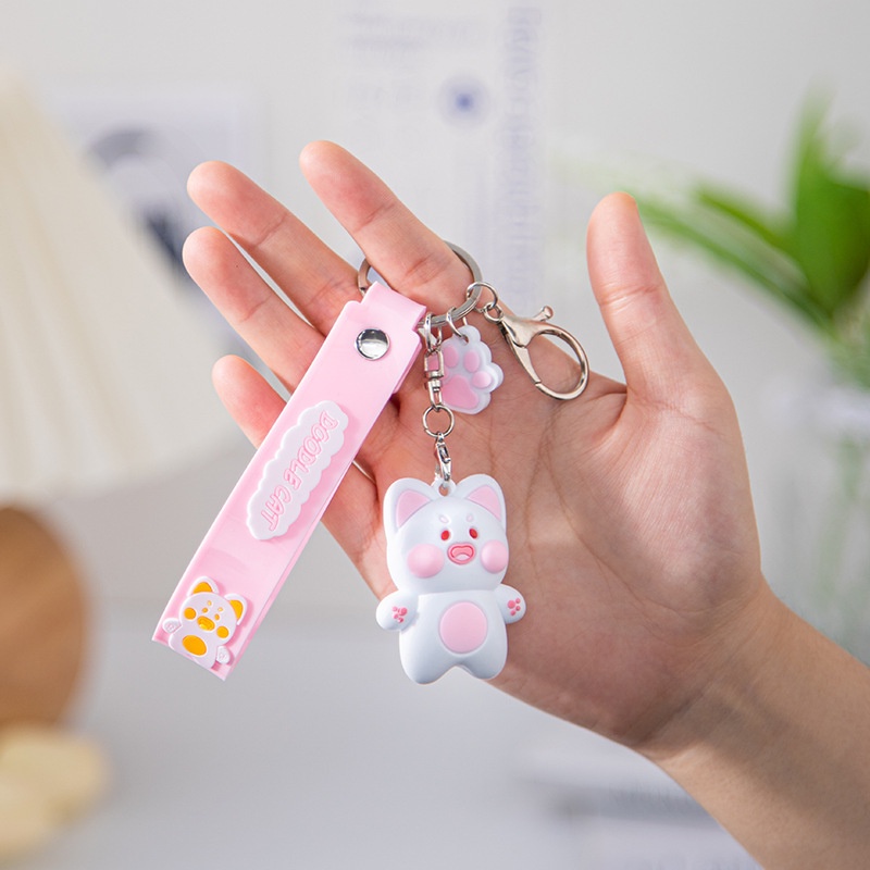 Móc Khóa Hình Mèo Doodle Dễ Thương Dùng Trang Trí Ba Lô