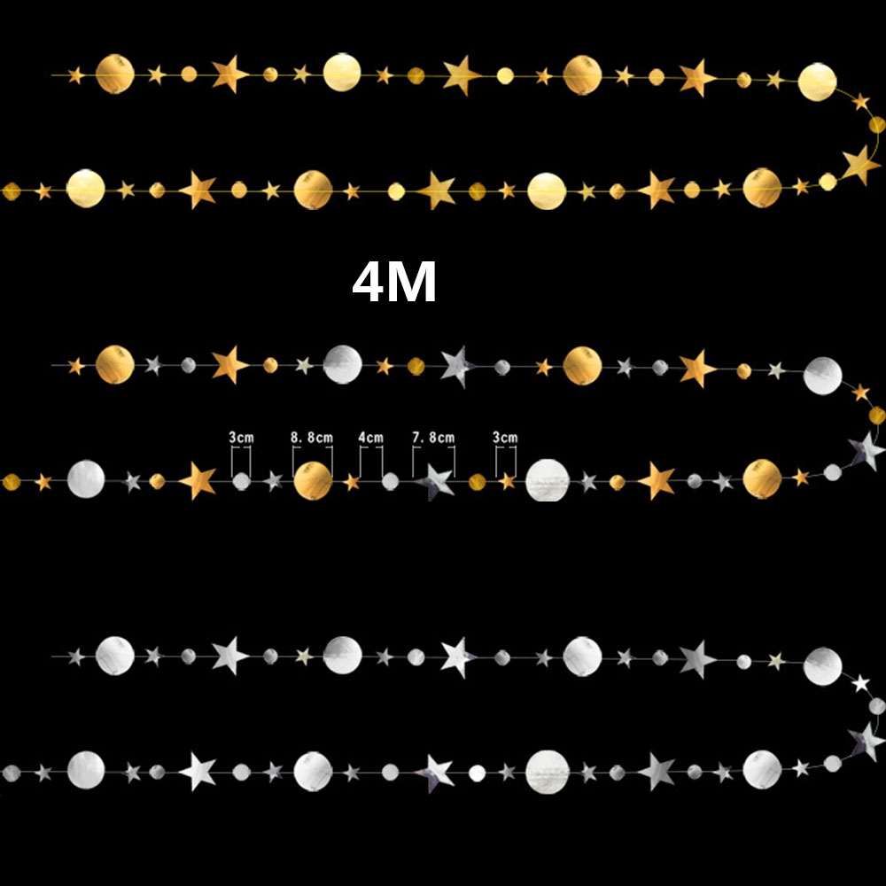 Dây treo hình mặt trăng và ngôi sao 4m dùng trang trí đám cưới đám tiệc