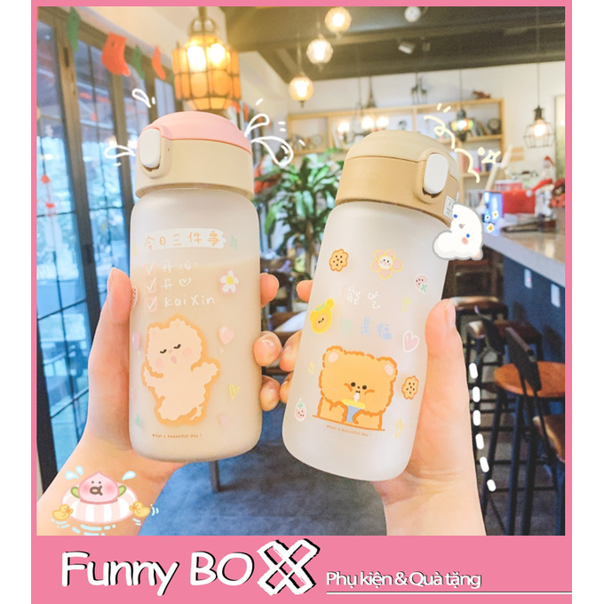 Bình nước thủy tinh cao cấp, có ống hút [FREESHIP] Tiện lợi khi mang theo, màu sắc dễ thương | BigBuy360 - bigbuy360.vn