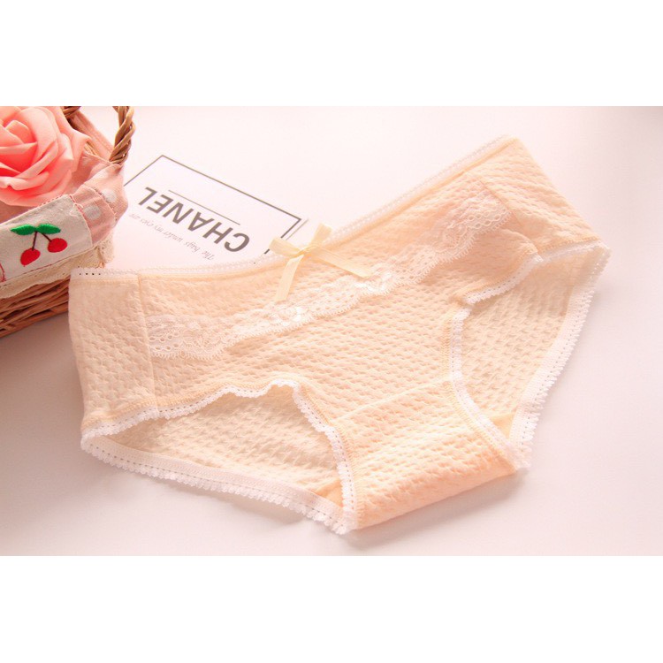 Quần Lót Nữ Cotton thông hơi co dãn viền ren đính nơ tôn dáng gợi cảm mã 1233