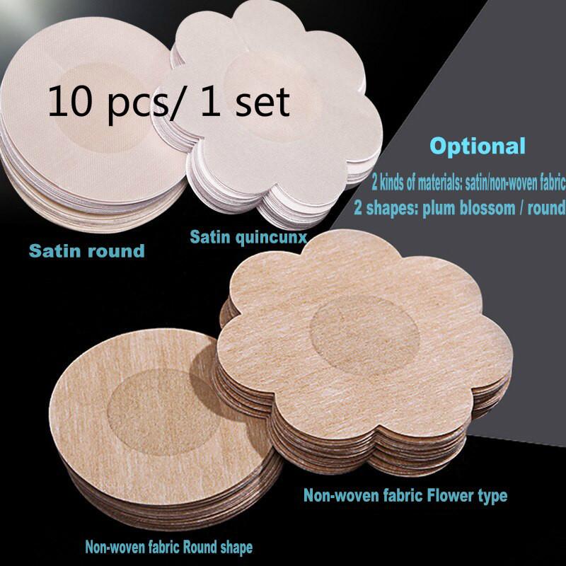 Set 10 Miếng Dán Ngực Hình Tròn Bằng Vải Không Dệt Thoáng Khí Tiện Dụng Cho Nữ