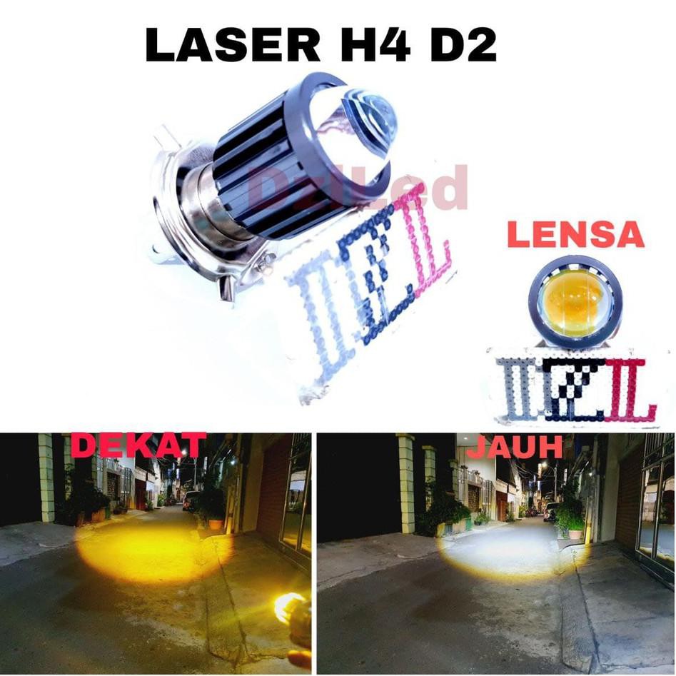 Đèn Pha Led H4 Laser D2 2 Màu Trắng Vàng Ac Dc Vixion Etc