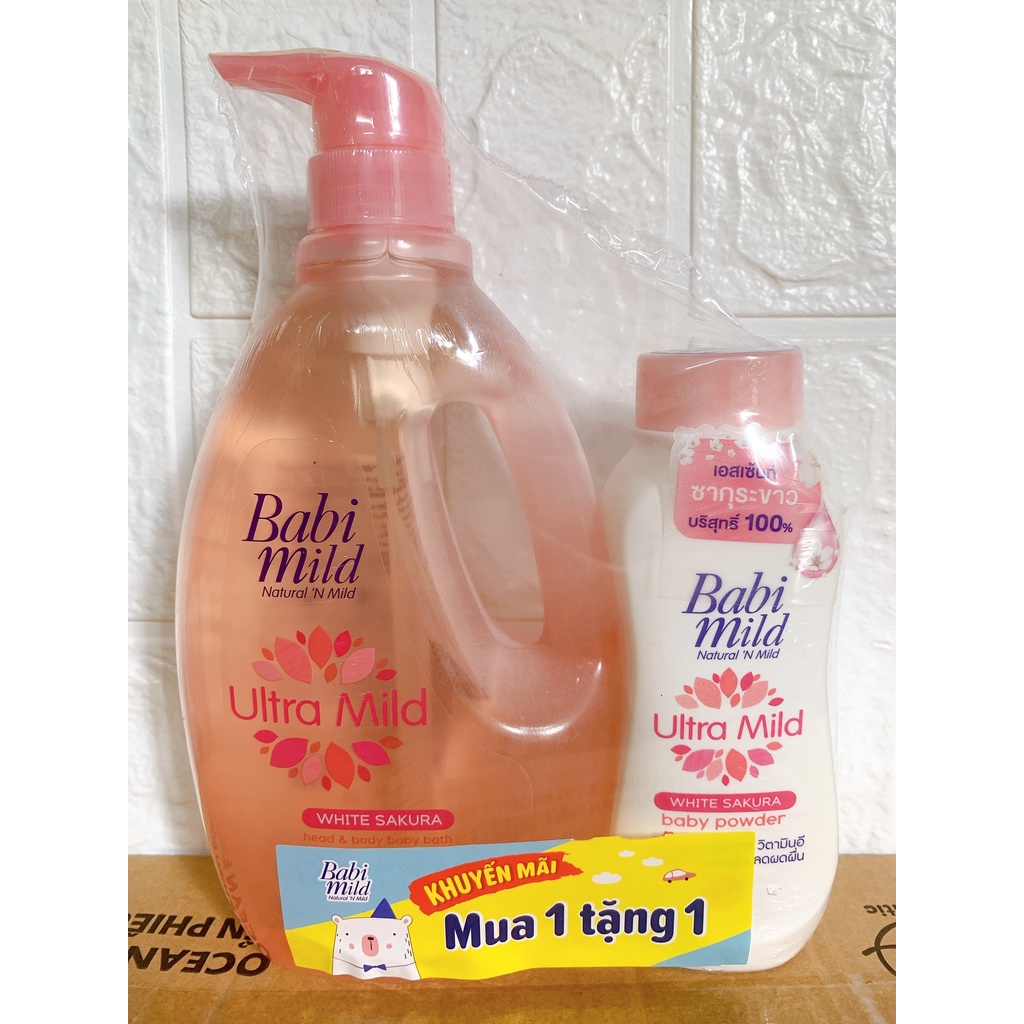 [Tổng Hợp] Sữa Tắm Gội Cho Bé Babi Mild pure natural&amp;white sakura 400ml-&gt;850ml