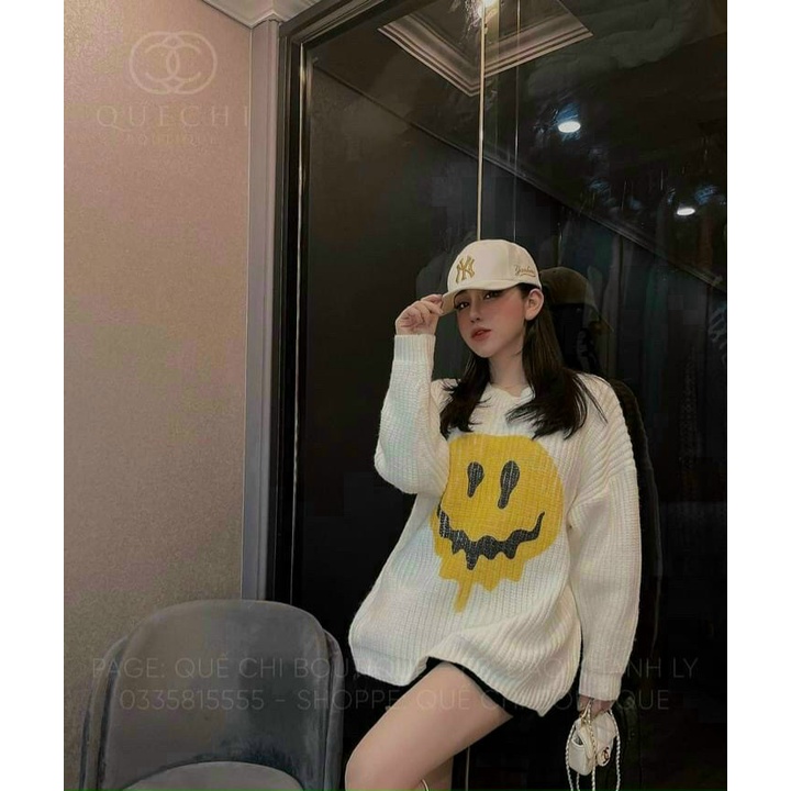 Áo len nữ tay dài, áo len nữ form rộng hàn quốc cổ tròn chất len dày mịn hàng quảng châu loại 1 họa tiết độc lạ cá tính | BigBuy360 - bigbuy360.vn