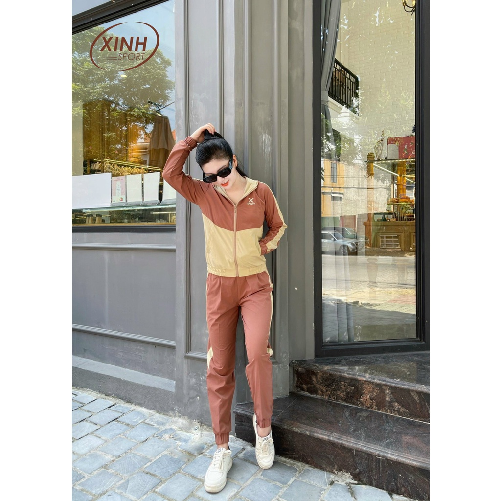 Bộ thể thao nữ Xinh Fashion Home Wear quần dài tay dài chất gió đẹp,phong cách trẻ trung,cá tính X609