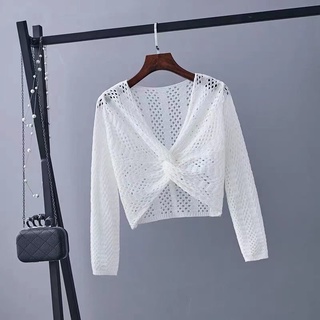 One-piece / suit long-sleeved hollowed-out blouse female suspender dress 2022 summer knitted net dress thin style