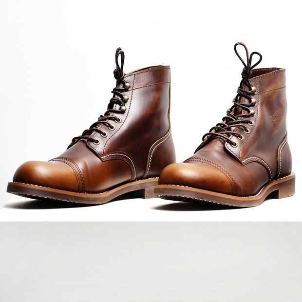 Giày boot nam cao cổ màu nâu REDWING IRON, giày da thật cổ điển TONKIN