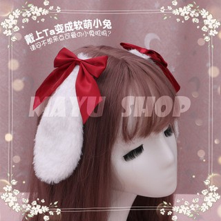 Kẹp tai thỏ gắn Nơ nhiều màu Cute Lolita Hairpin