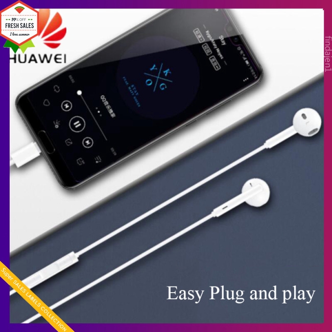 Huawei P20 Pro Mate10 USB Type-C Earphone Stereo Headphones with Mic & Volume