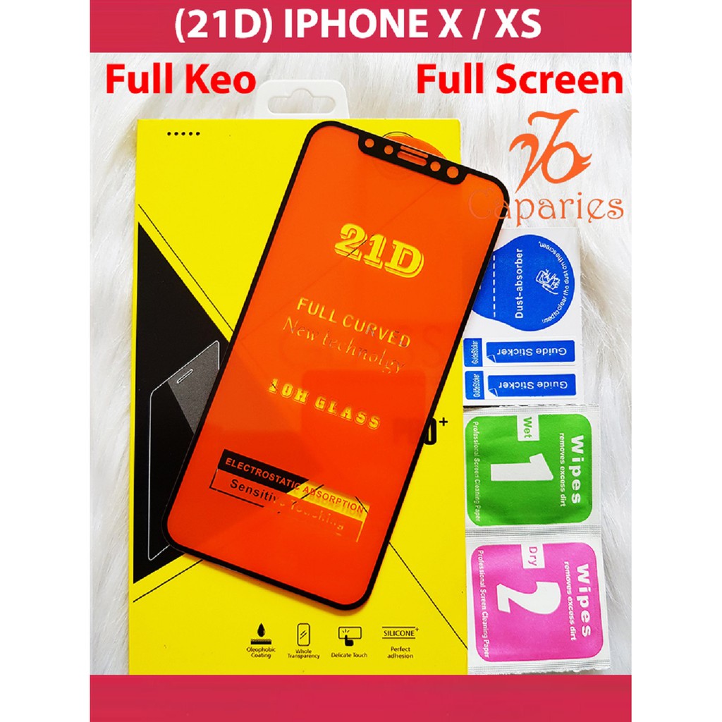 [Rẻ Vô Địch] Kính cường lực Full màn 21D Full Màn Cho Iphone - Siêu Bền 9H - Chống Xước Va Đập.