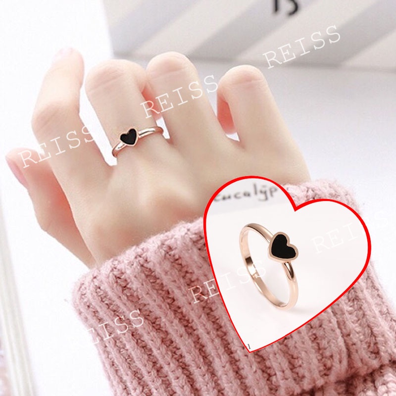 Nhẫn Titan Mạ Vàng Hồng 18k Hình Trái Tim