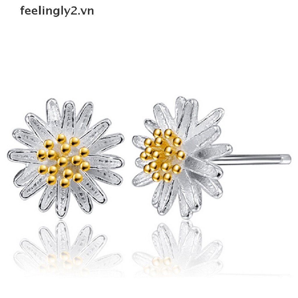 Bông Tai Mạ Bạc 925 Hình Hoa Cúc Thời Trang