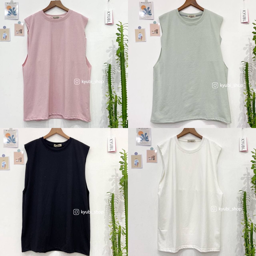 Áo ba lỗ tank top nữ Ulzzang form rộng chất cotton (Có kèm áo lót trong, nhiều màu) - Áo sát nách tanktop Kyubi ATB01