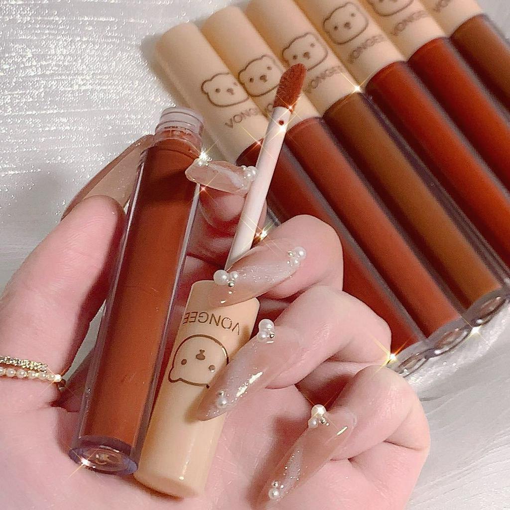 [Hàng mới về] Set 4 son môi VONGEE chống nước không dính không phai màu thiết kế vỏ hình gấu dâu tây dễ thương