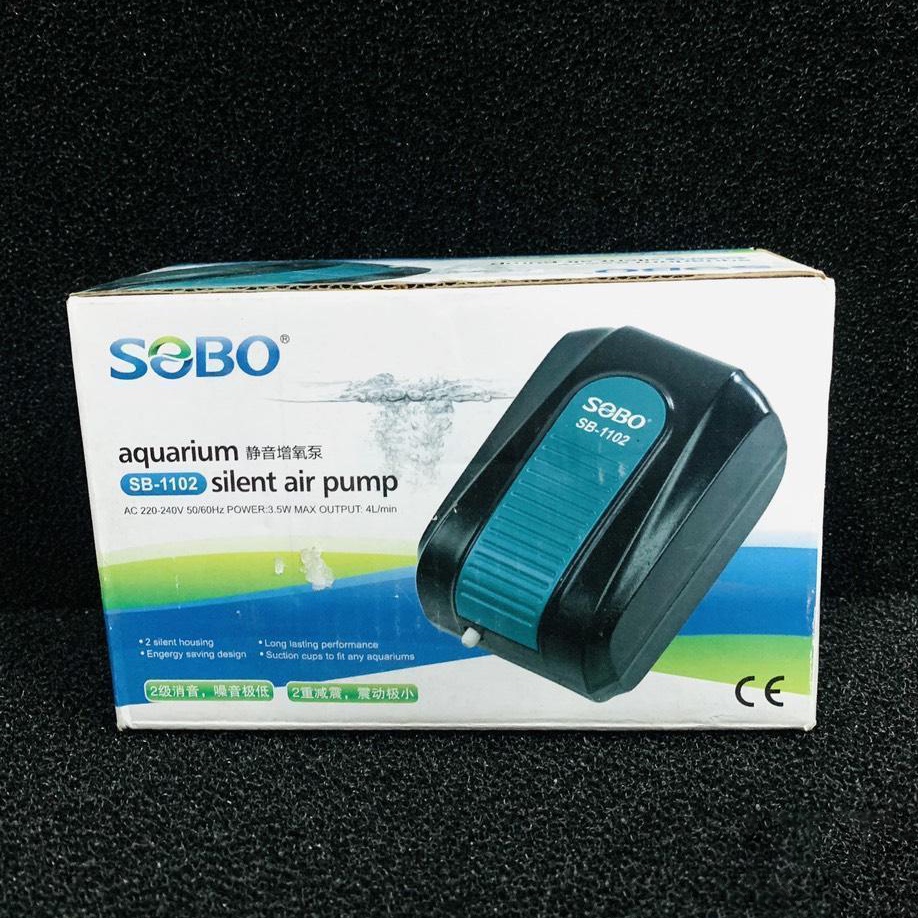 Máy Sục oxy bể cá, máy sủi oxy SOBO SB-1102 1 vòi - Chạy siêu êm