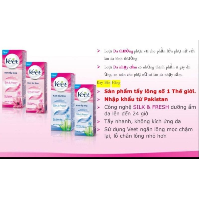 Kem tẩy lông cho da thường Veet Silk & Fresh (25g)
