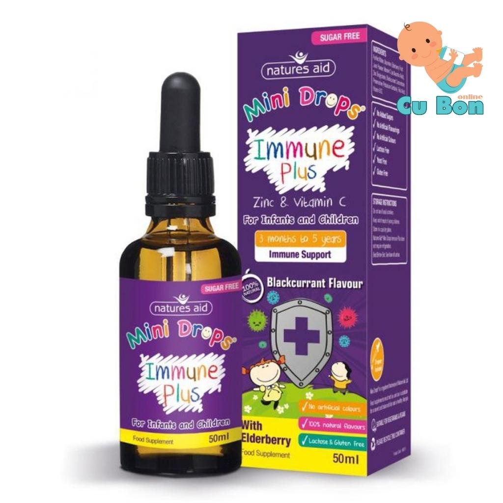 Tăng Sức Đề Kháng Natures Aid Mini Drops Immune Plus 50ml Bổ Sung Kẽm, Vitamin C Cho Bé Từ 3 Tháng đến 5 Tuổi của Anh