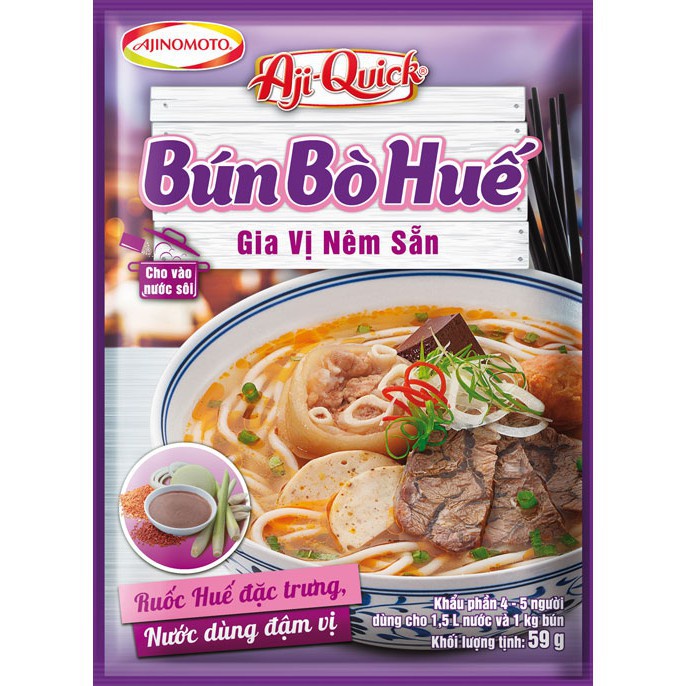 GIA VỊ NÊM SẴN BÚN BÒ HUẾ AJI-QUICK AJINOMOTO 59G - giao Hỏa Tốc