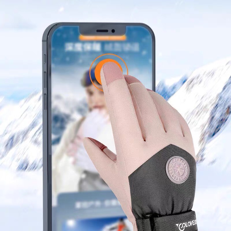 Găng bao tay đi xe máy xe đạp cho nam nữ phượt mùa đông lót lông chống nước đi mưa có cảm ứng GT03