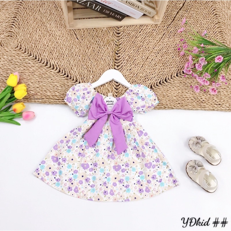 Váy thô hoa nơ lụa cực xinh cho bé gái - VTHNL