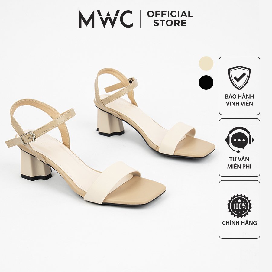 Giày MWC 3993 - Giày Sandal Cao Gót Gót Vuông 5CM Quai Ngang Basic