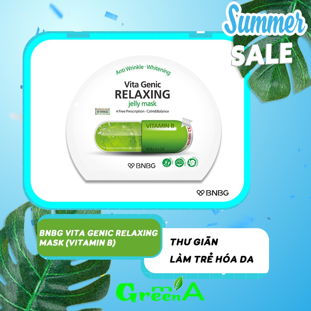 Mặt Nạ BNBG Xanh Lá [MIẾNG LẺ] Vita Genic Relaxing Jelly Mask Vitamin B Cấp Ẩm Hỗ Trợ Phục Hồi Da Hư Tổn 30ml