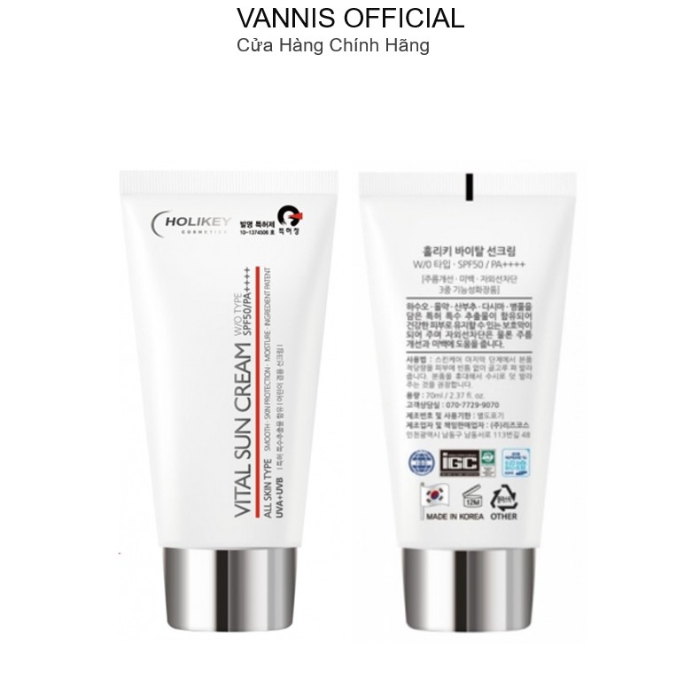 Kem chống nắng bảo vệ da Holikey Vita Sun Cream W/OTYPE SPF50/PA++++ Hàn Quốc 70ml