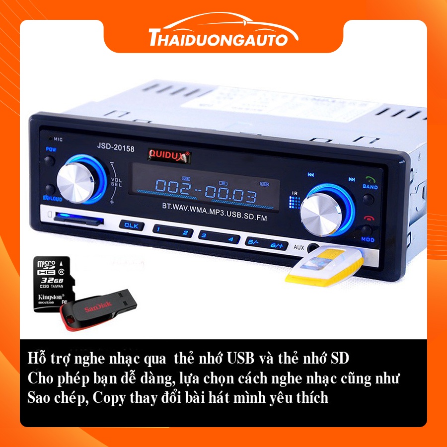 Đầu Nghe Nhạc MP3 Hỗ Trợ Bluetooth Kiêm Đài FM Cho Ô Tô JSD-20158 HL1102