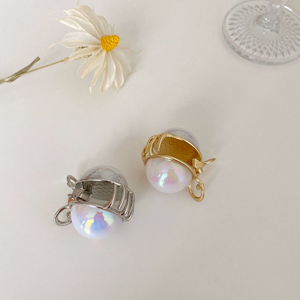 Kẹp tóc hình bán nguyệt đính ngọc trai giả phong cách Hàn Quốc thanh lịch cho nữ