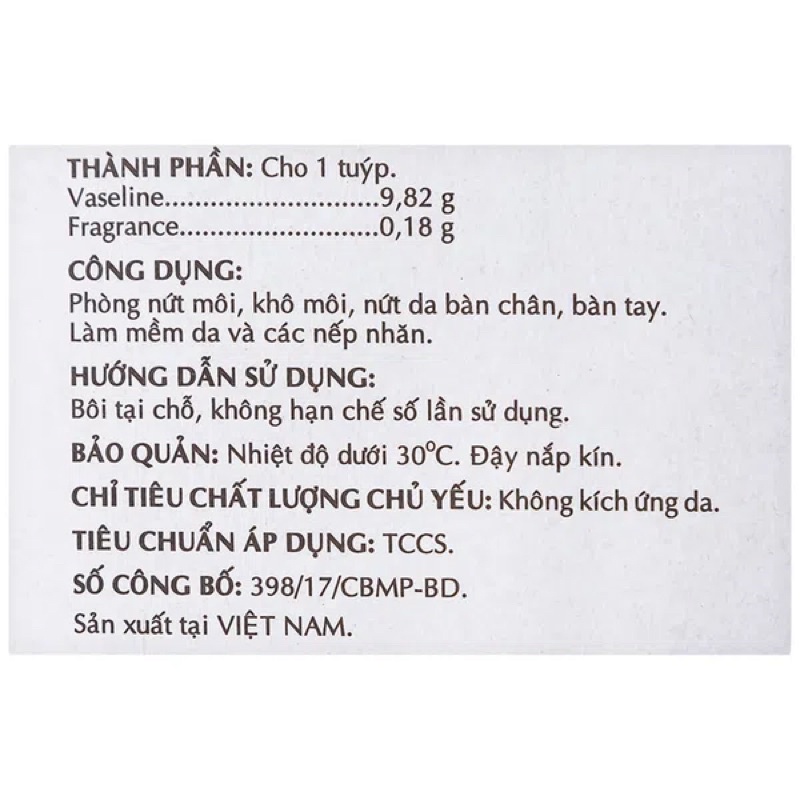 ✅ [Chính Hãng] Vaseline Pure 10g - Hương dâu Phòng nứt môi, nứt da bàn chân, bàn tay