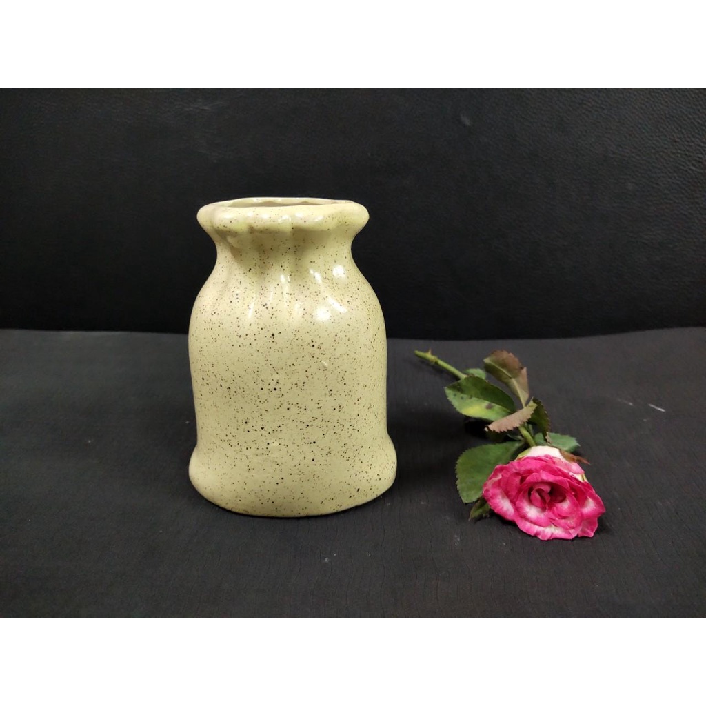 Lọ hoa, Bình hoa mini gốm sứ Bát Tràng men màu vàngtrang trí nhà cửa cực xinh