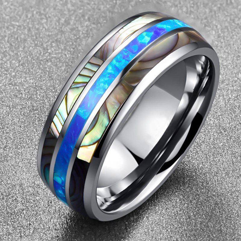flowersqueen Nhẫn Đính Hôn Bằng Thép Titanium 8mm Cho Nam
