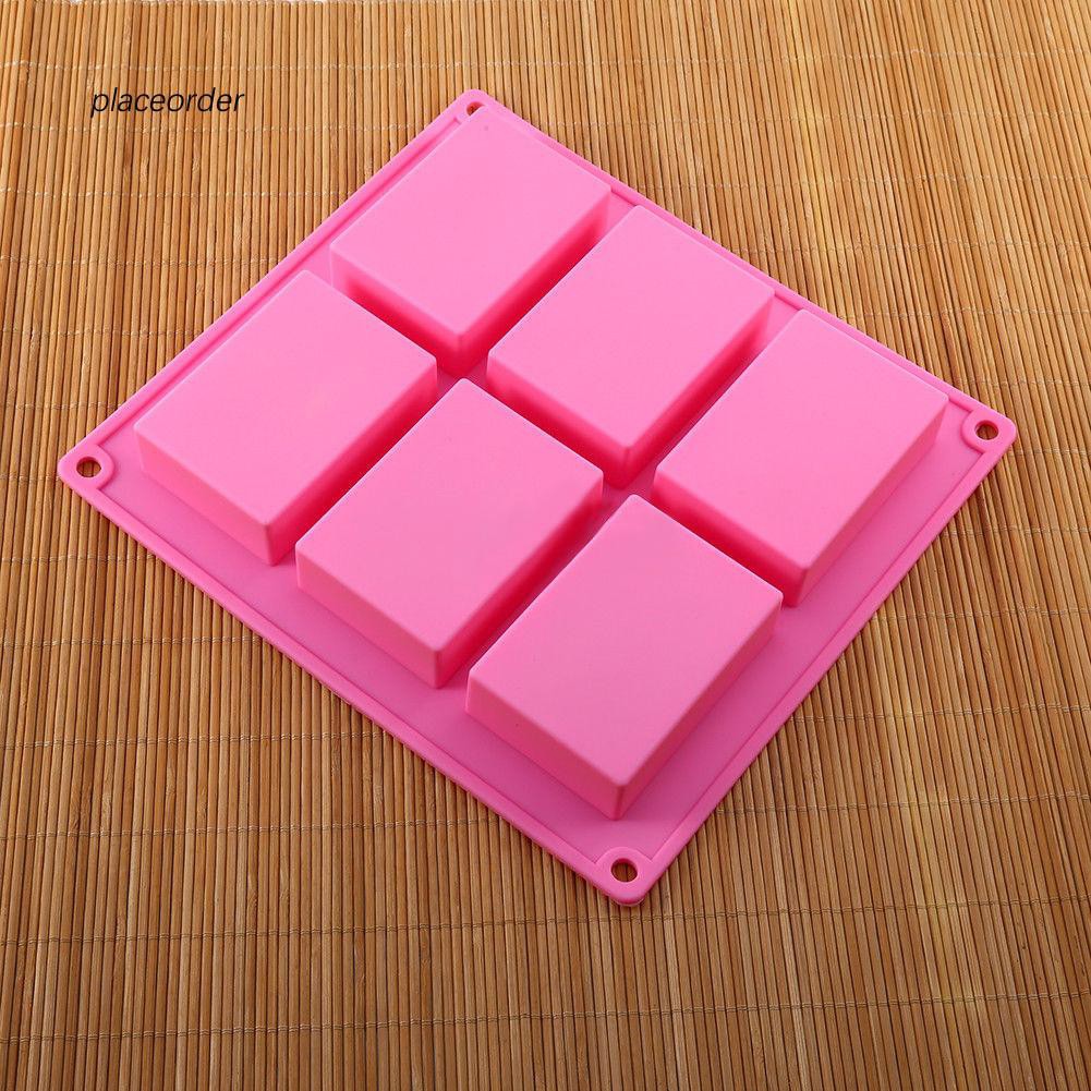 Khuôn silicon 6 ngăn nấu bánh/kẹo/xà phòng tự làm kích thước 23.5x21.2x2.5cm