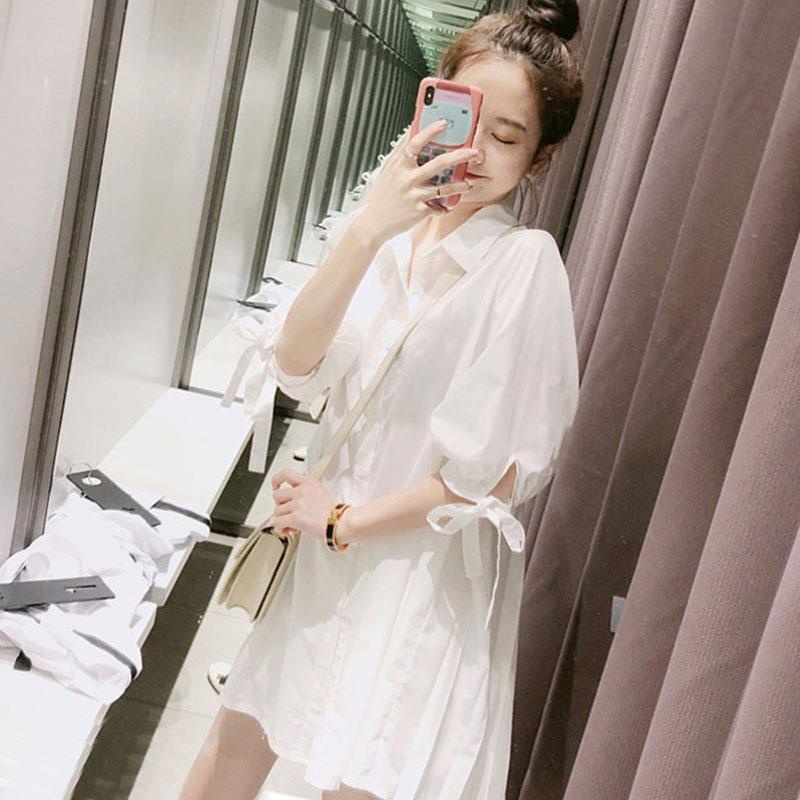 Áo Sơ Mi Trắng Ngắn Tay Dáng Rộng Thiết Kế Mới Mùa Hè Cho Nữ