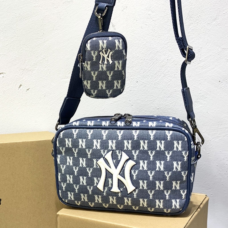 Túi đeo vai / Mũ xô Mlb vải denim thời trang Hàn Quốc năng động dành cho nữ