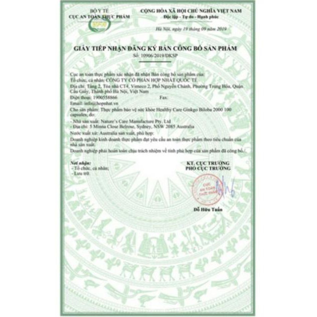 Viên Bổ Não Healthy Care Ginkgo Biloba 2000mg (100 Viên)
