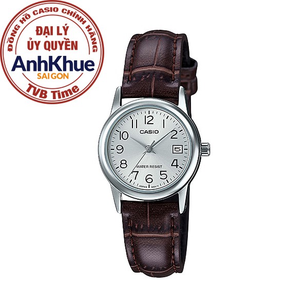 Đồng hồ nữ dây da Casio chính hãng Anh Khuê LTP-V002L-7B2UDF