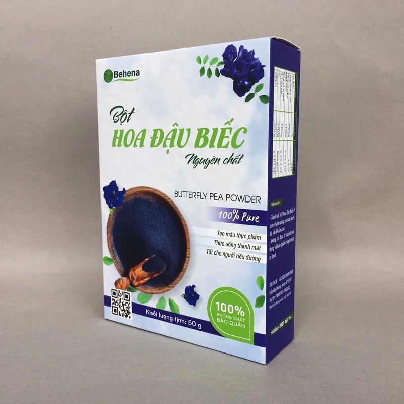 Thanh mát thải độc, tốt cho người tiểu đường từ bột hoa đậu biếc Behena nguyên chất 100% - 50g