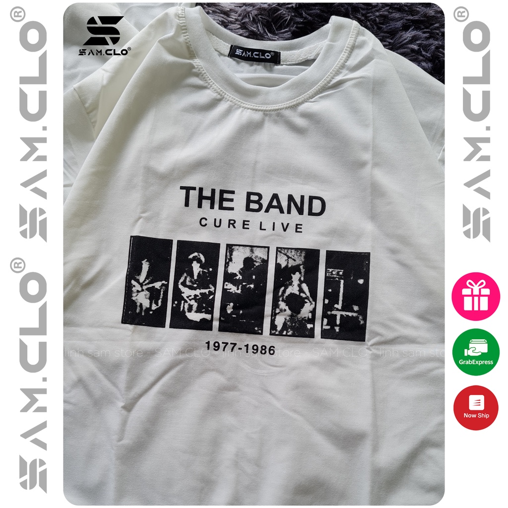 Áo thun tay lỡ nam nữ SAM CLO phông form rộng dáng Unisex, mặc lớp, nhóm, cặp in chữ THE BAND CURE LIVE