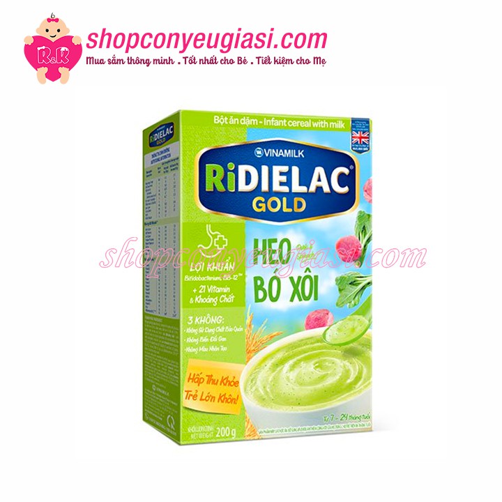 Bột Ăn Dặm RiDielac Heo Bó Xôi - Hộp Giấy 200g - Date 2023