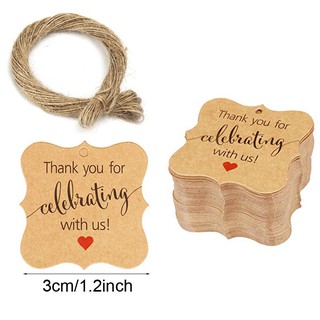 Tag quần áo, tag quà tặng mini 3x3cm - 100 cái kèm 20m dây treo
