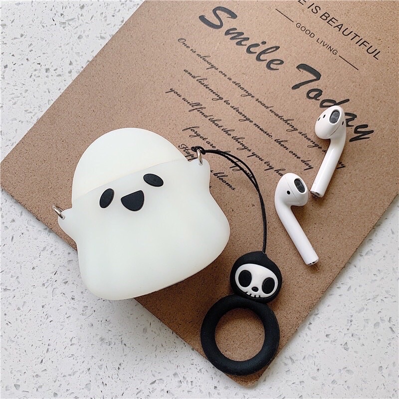 ⚡Tặng kèm móc tay⚡ Case bao airpod silicon 1 2 3 Pro Con Ma - Vỏ bọc đựng tai nghe không dây...Airpods Ghost