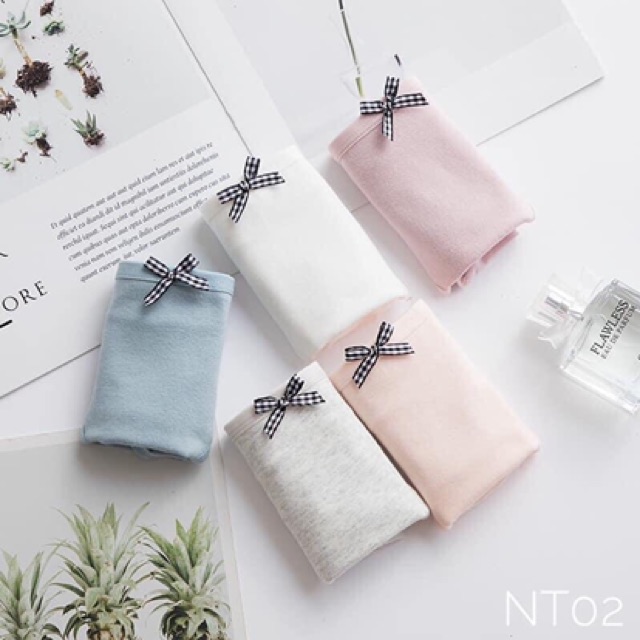 Sét 10 quần lót cotton đính nơ 012 mã mới