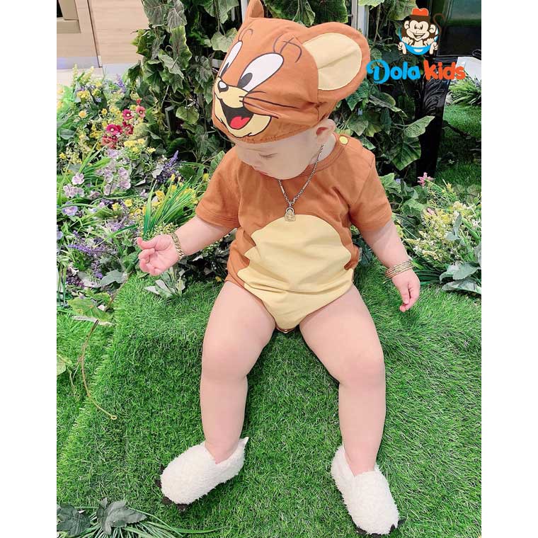 Bodysuit cho bé gái, bé trai sơ sinh 4-15kg hình Chuột Jerry - DoLaKids