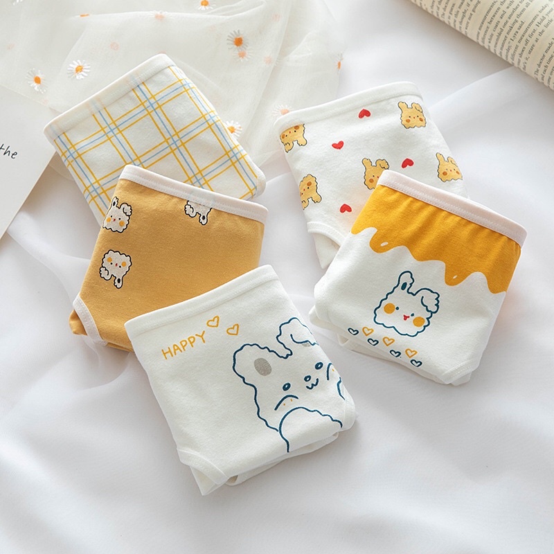 Quần Lót Nữ Cotton Nâng Mông Co Dãn 4 Chiều Hoạ Tiết Thỏ Vàng Dễ Thương JAENIA